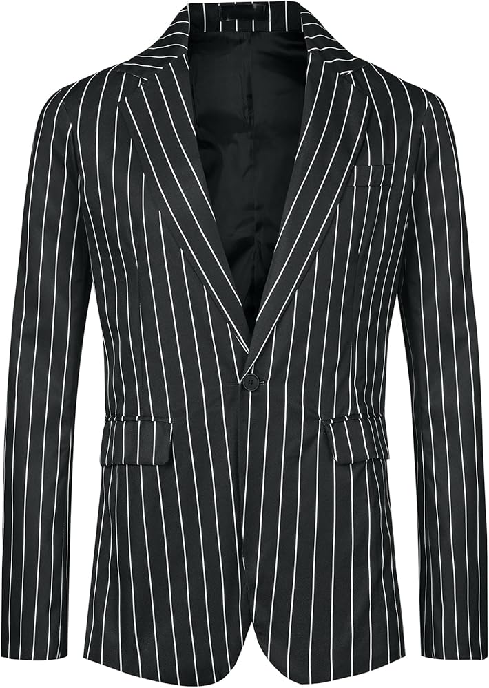 Lars Amadeus Stripes Blazers for Men's Slim Fit Single Breasted Business Color Block Sports Coat