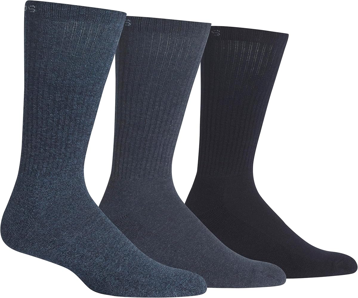 Chaps Men's Solid Mock Rib Casual Crew Socks-3 Pair Pack-Poly Cotton Blend