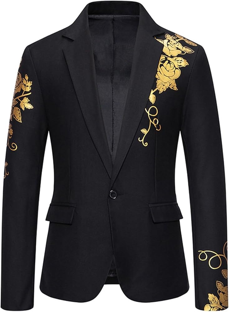 Mens Floral Tuxedo Jacket Paisley Shawl Lapel Sequin Blazer Suit Dinner Party Prom Wedding Stylish Tuxedo Sport Coat