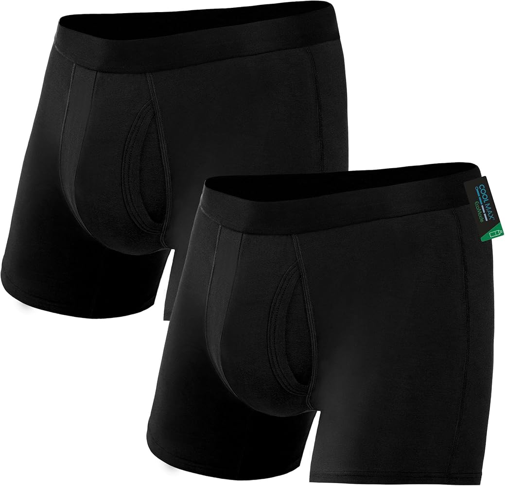 Coolmax Bamboo Viscose Mens Boxer Briefs Moisture Wicking Cooling Breathable Underwear Sport Athletic Daily Wear
