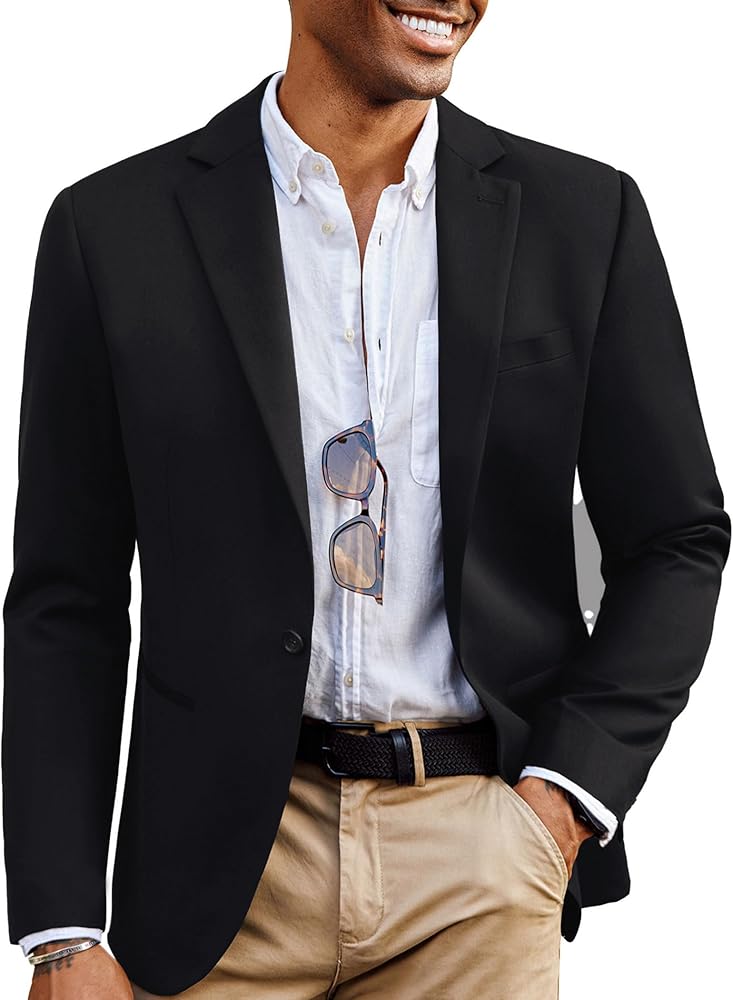 PJ PAUL JONES Mens Casual Blazer Wool Blend Sport Coat One Button Lightweight Business Suit Jackets