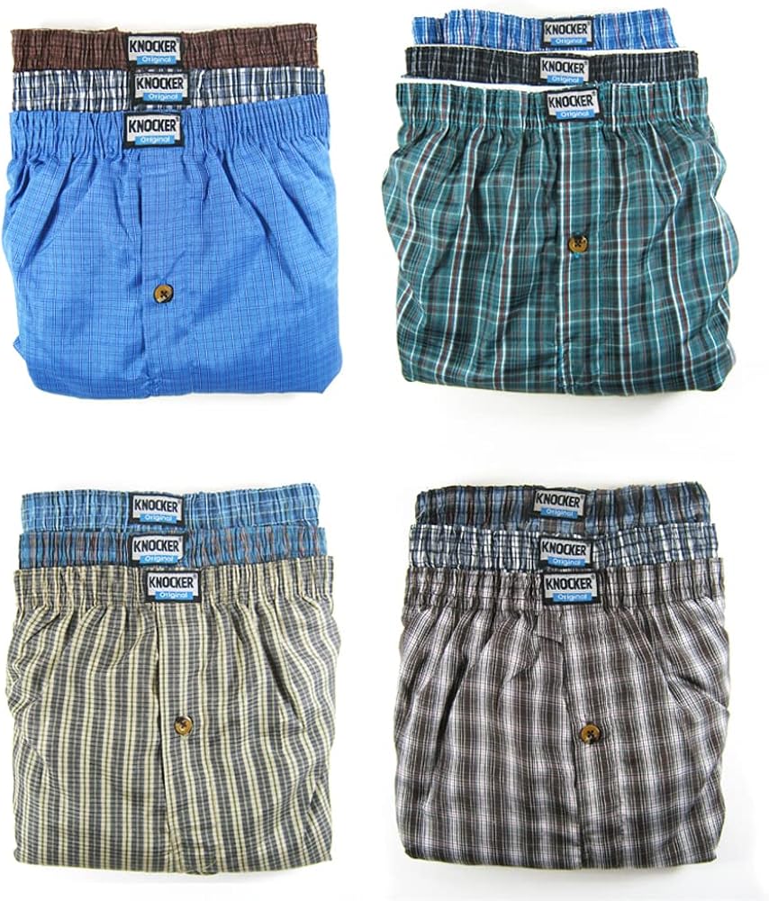 6 Mens Plaid Boxer Shorts Lot Underwear Pack Size M 34-36 Comfort Waistband New Blue