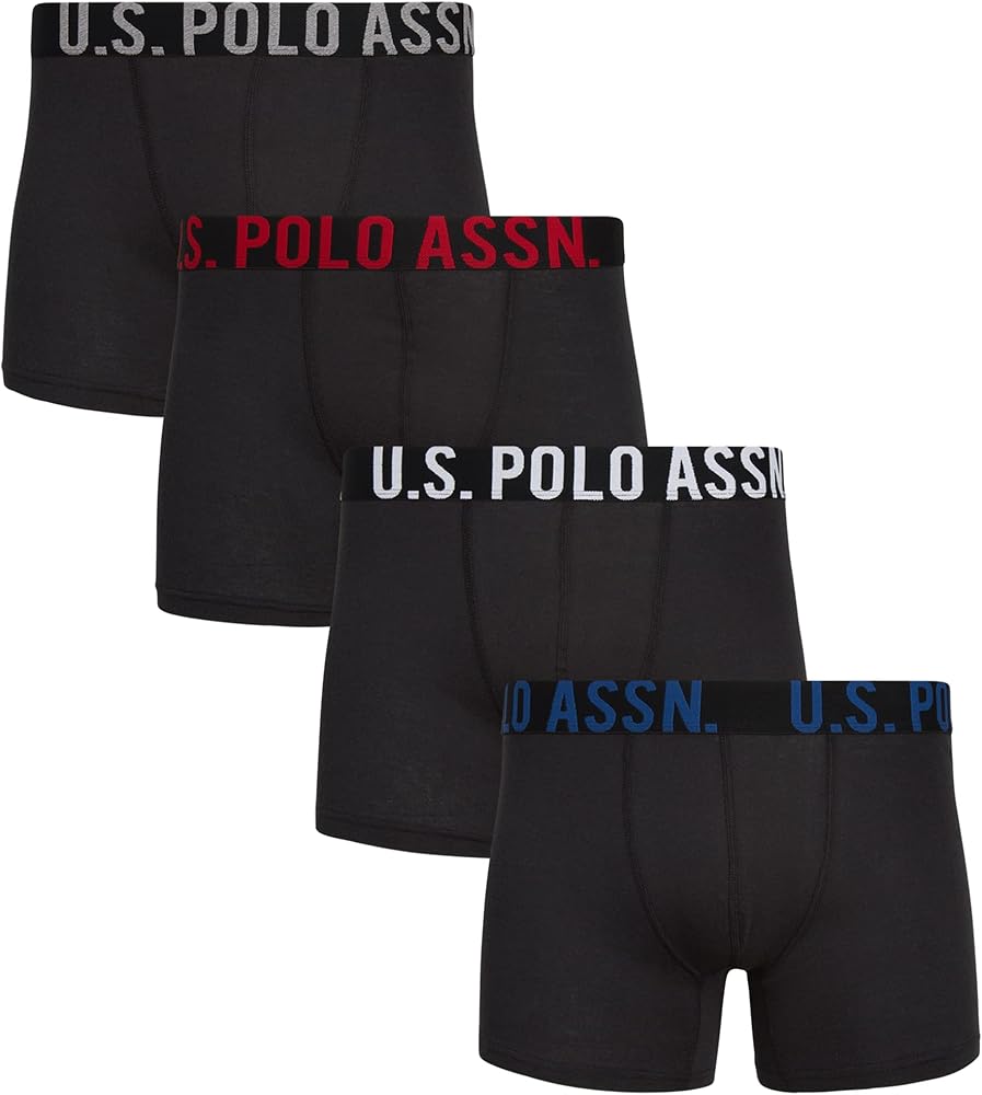 U.S. Polo Assn. Men's Underwear - Classic Boxer Briefs (4 Pack), Size Medium, All Black