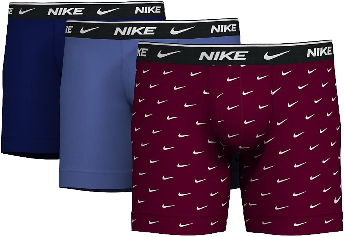 Nike Men's 3-Pack Dri-FIT Essential Cotton Stretch Boxer Briefs (as1, alpha, x_l, regular, regular, Dark Beetroot/Multi Blue),X-Large