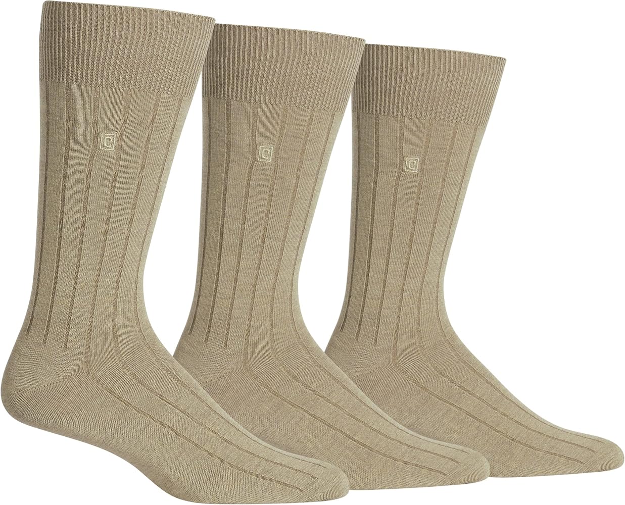 Chaps Men's Soft Touch True Rib Dress Crew Socks-3 Pair Pack-Modal Blend and Embroidered Detail