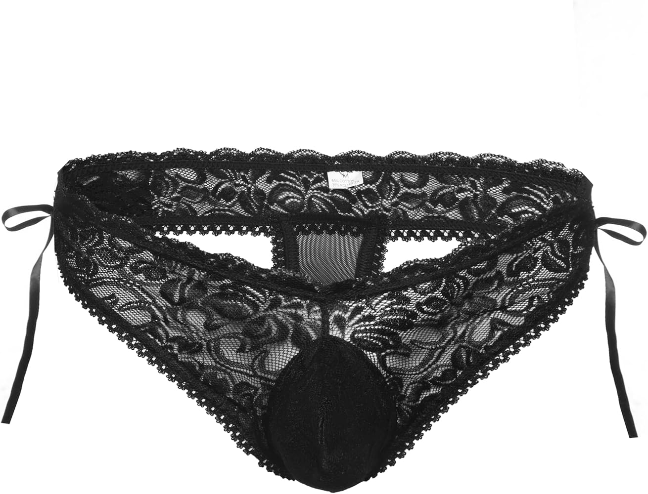 QiaTi Mens lace Panties Sexy Sissy Underwear Transparent Briefs Breathable Printed Pouch
