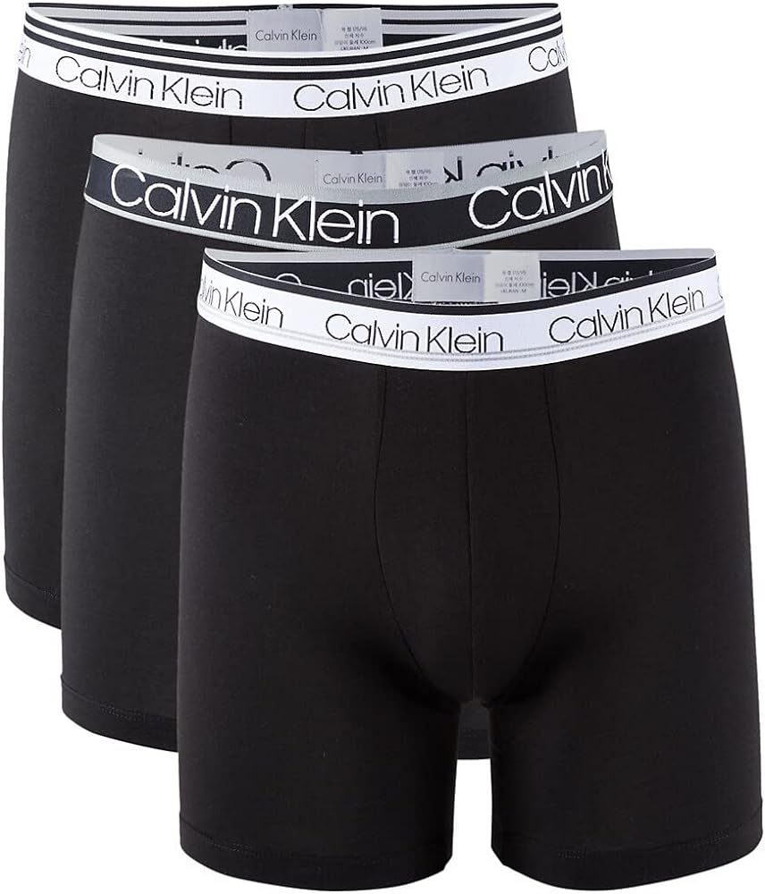 Calvin Klein Men`s Cotton Stretch Variety Waistband Boxer Briefs 3 Pack (Black(NP2313-001)/White, Medium)