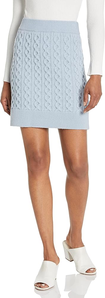 PAIGE Women's Juliet Mini Skirt Cable Knit Honeycomb in Vintage Sky Blue
