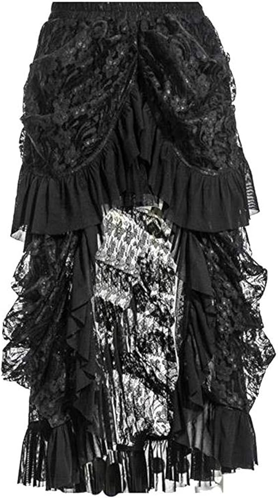 Coswe Women's Black Lace Victoria Gothic Long Maxi Skirt For Party