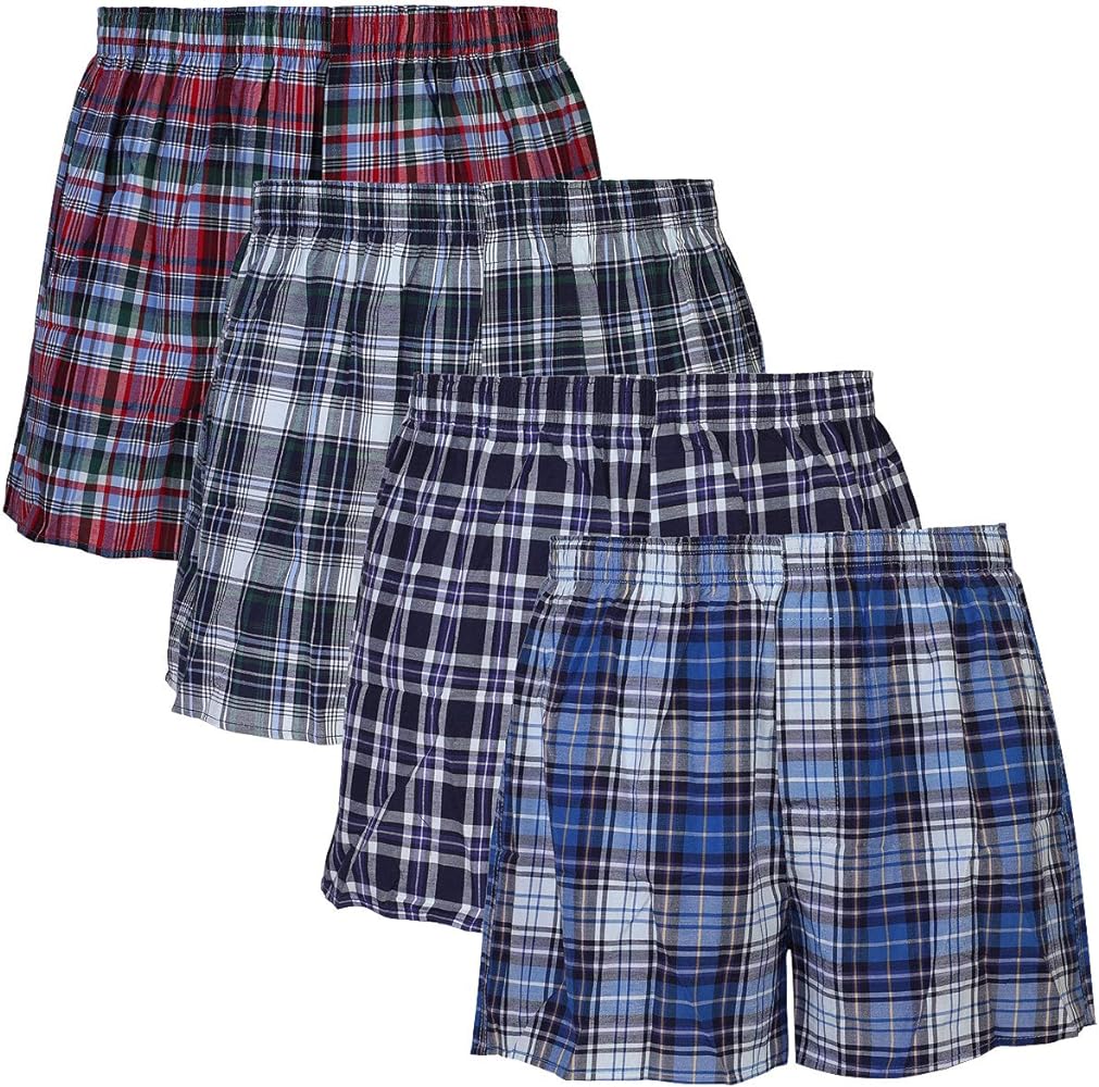 Falari 4-Pack Men's Boxer Underwear 100% Cotton Premium Quality
