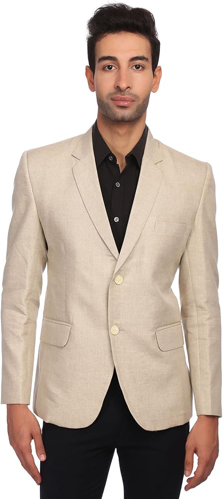 WINTAGE Men's Linen Tailored Fit Solid Evening/Casual Blazer Coat Jacket : Multiple Colors Inside