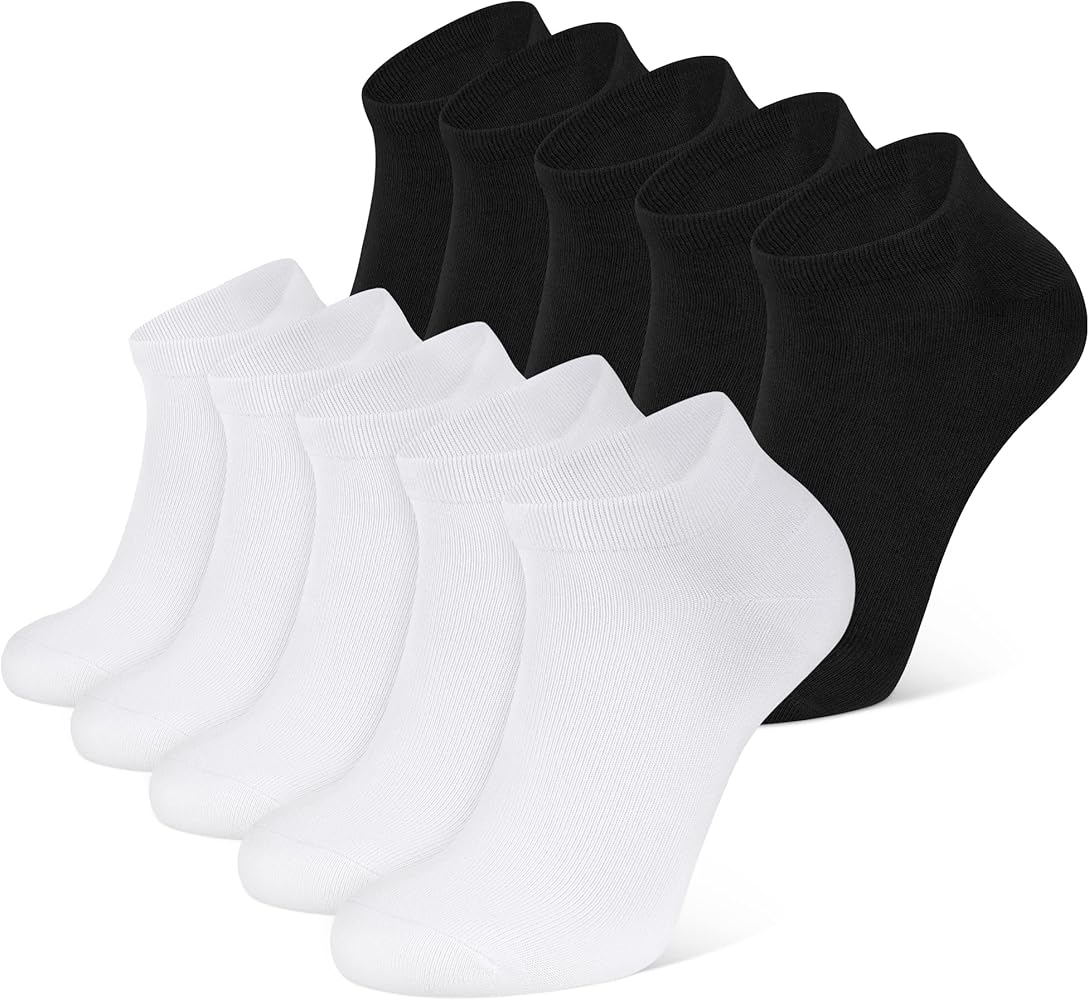 Closemate 10 Pairs Ankle Socks for Men Women Cotton Low Cut Socks Non Slip Short Socks