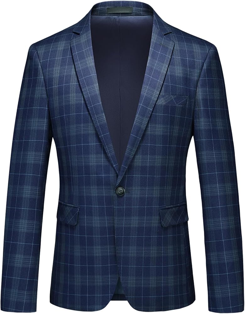 Men's Plaid Blazer Sport Coats Jackets Slim Fit Lightweight Casual Checkered Blazer for Men