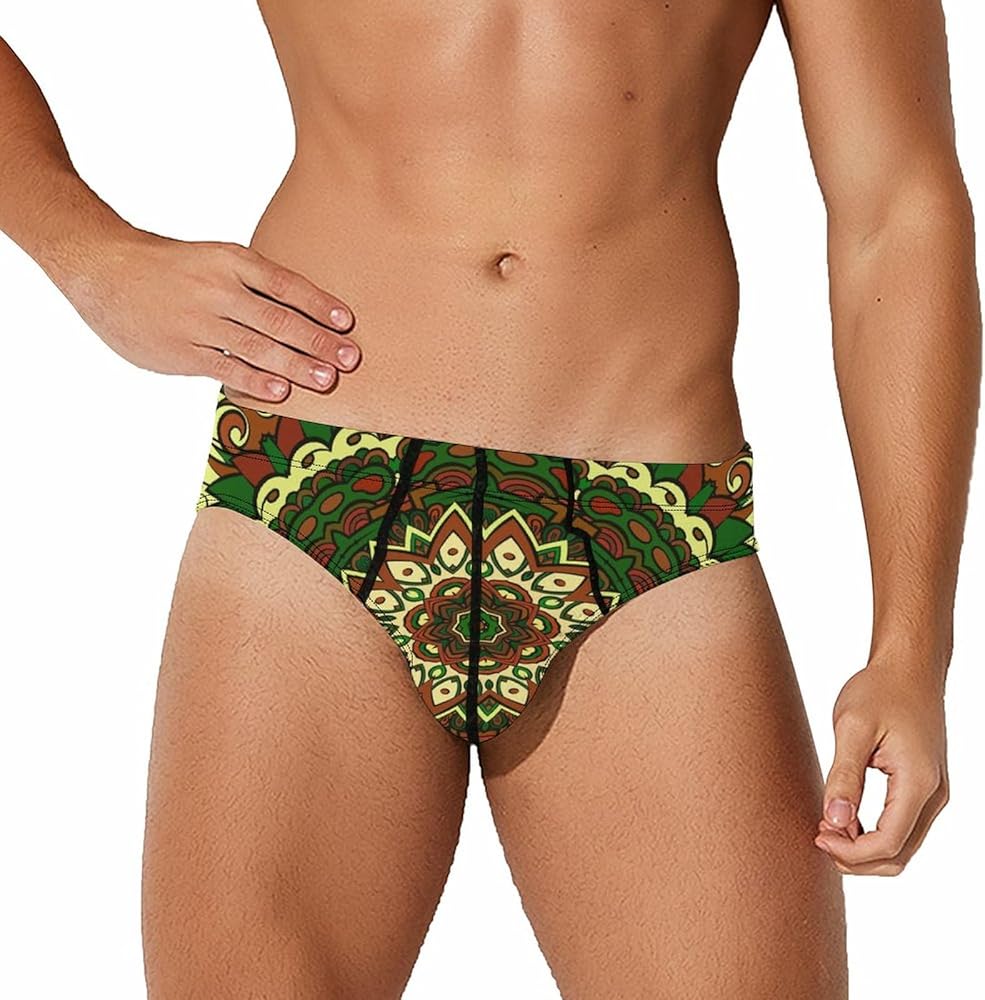 Tracery Tile Mehndi Men's Underwear Soft Low Rise Briefs Stretch Trunks Underpants
