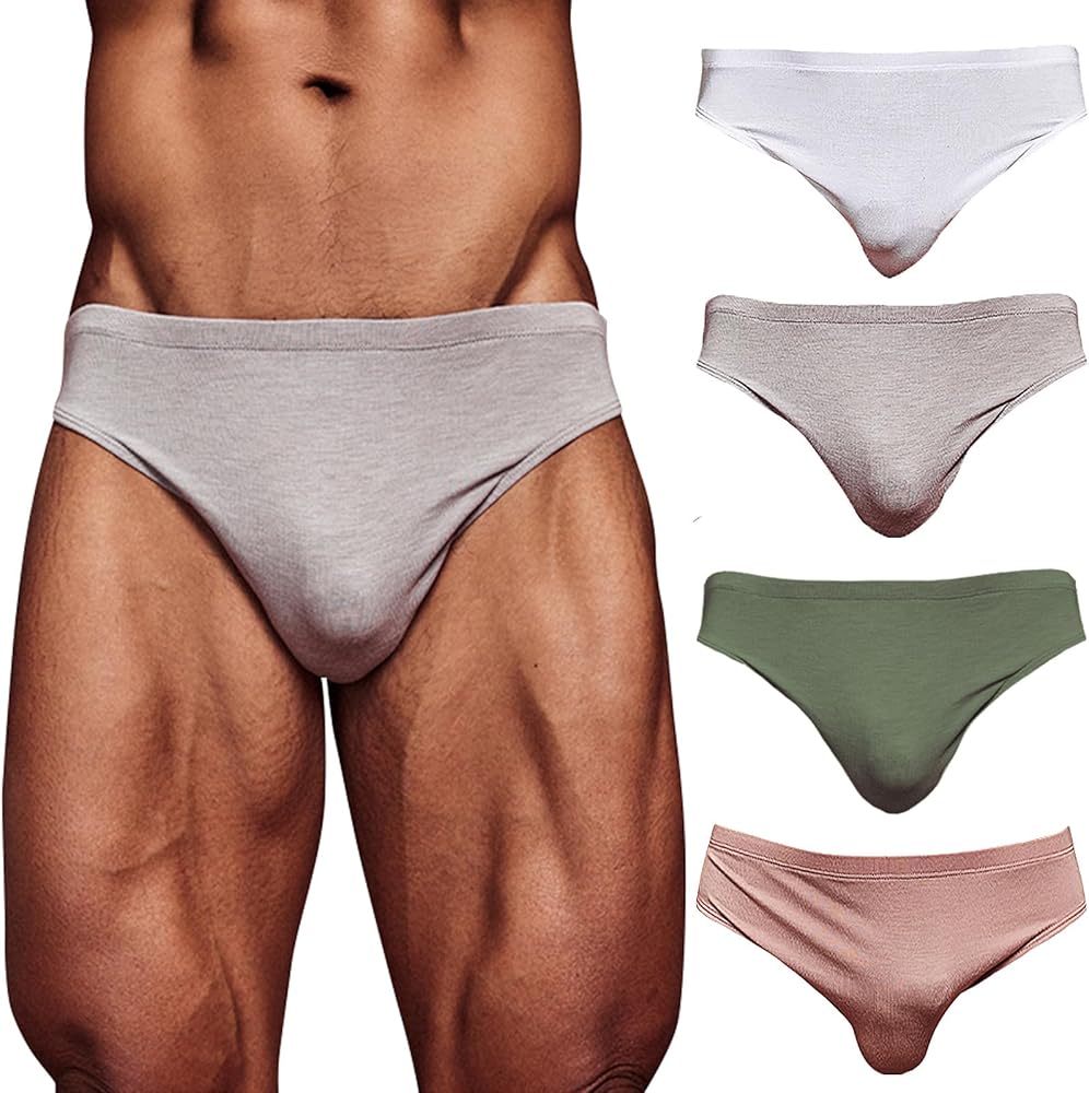 Mens Tagless Briefs,Men's Underwear Modal Microfiber Briefs No Fly,Low Rise and Moderate Coverage,4-pack