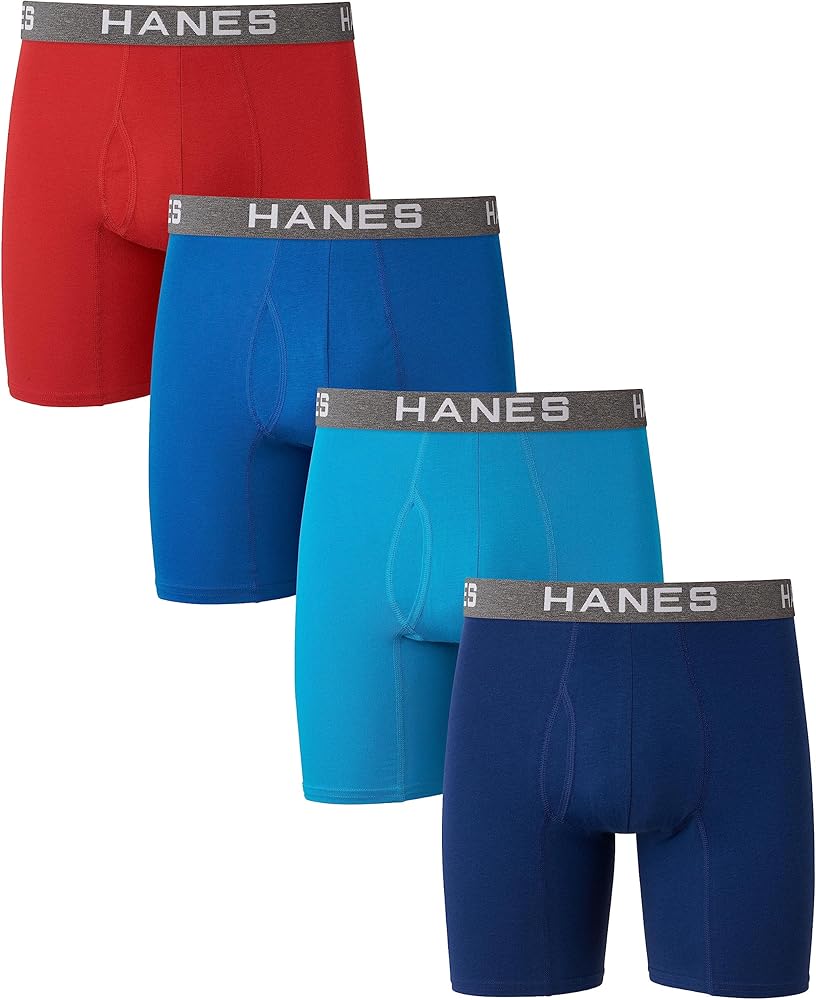 Hanes mens Comfort Flex Fit Boxer Briefs, Ultra Soft Cotton Modal Blend Underwear, 4-pack