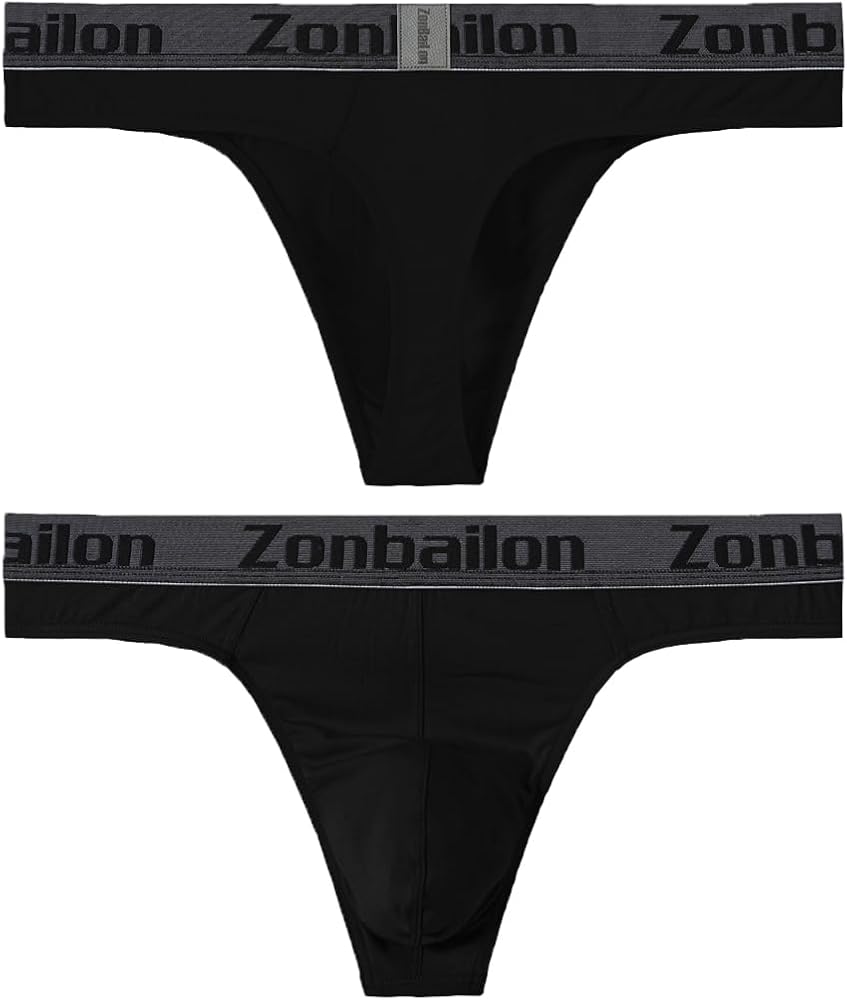 JINSHI Men's Bamboo Viscose Thong Sexy T-back Mens Underwear Low Rise Stretch Tagless Underwear