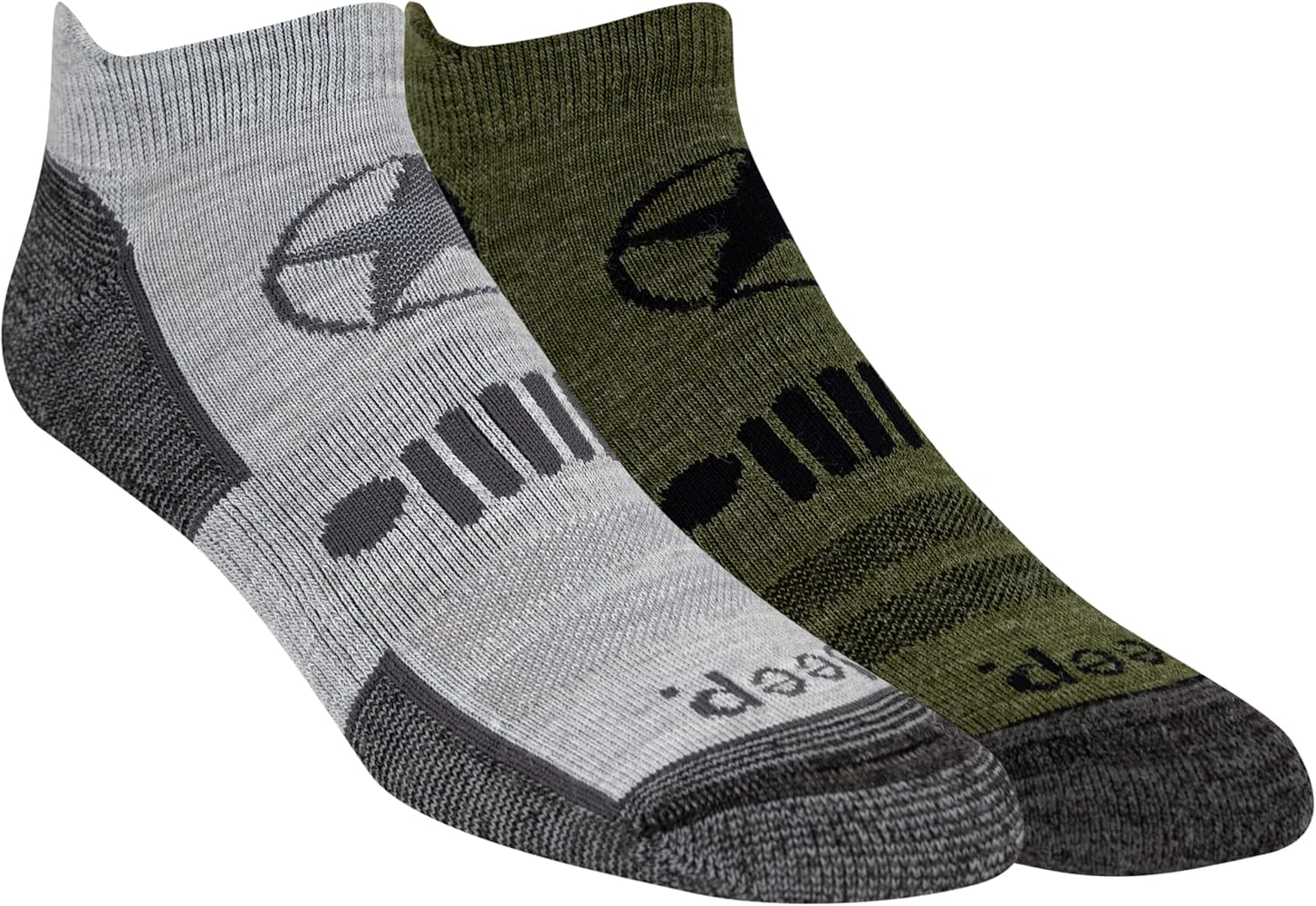 Jeep Men's Wool Blend Trail No Show Socks-2 Pair Pack-Breathable, Cushioned Comfort