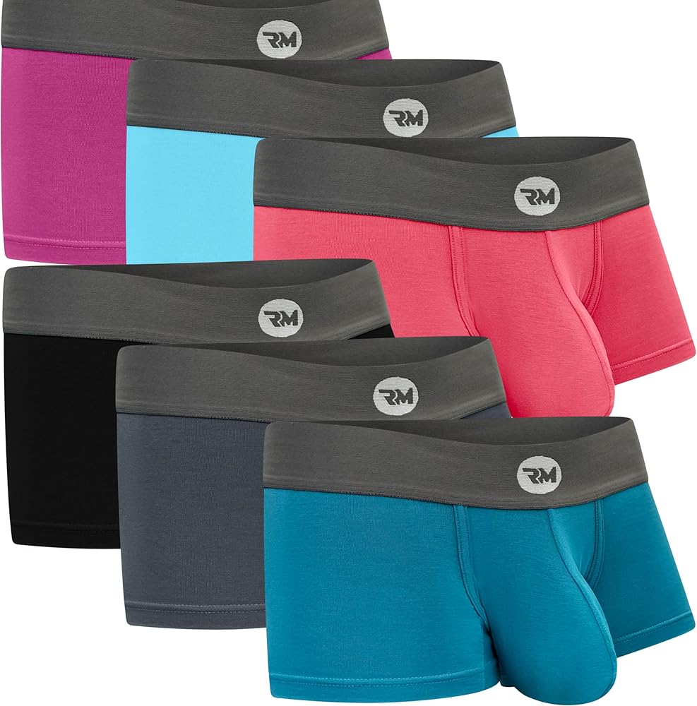 Real Men Bulge Enhancing Underwear 3in Modal 3-Pack 2XL (Black/Blue/Grey) BUNDLED WITH 3in Modal 3-Pack 2XL (Red/Purple/Sky Blue)