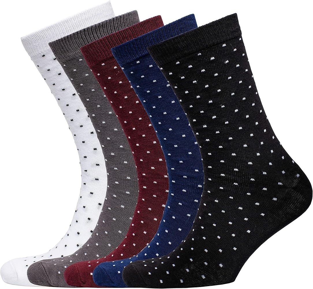 NUDUS Men’s Cotton Dress Socks - 5 Pair Gift Box - Soft, Thin and Breathable