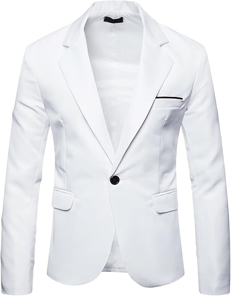 Lars Amadeus Men's Casual Sports Coat Notched Lapel One Button Suit Jacket Blazer