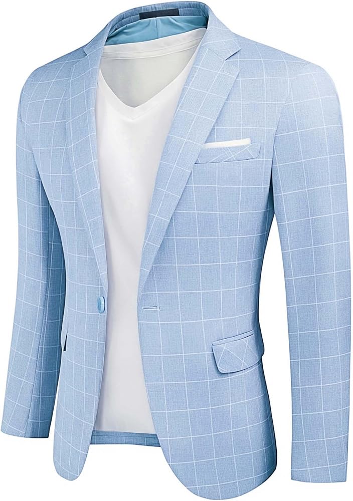 YND Men's Casual One Button Linen Suit Jacket, Slim Fit Sport Coat Lightweight Business Blazer
