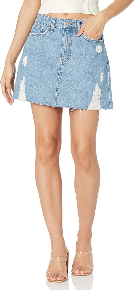 The Drop Women's Ansh Distressed Denim Mini Skirt