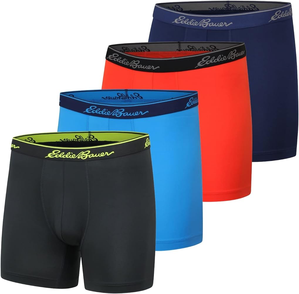 Eddie Bauer Men's 5" No Fly Performance Boxer Brief Underwear (3 Pack or 4 Pack)