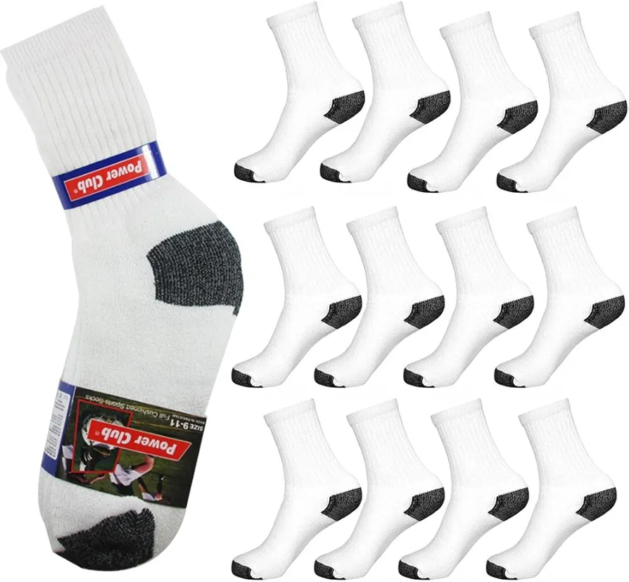 12 Pairs Mens Tube Socks White Old School Shoes Cotton Sports 14" Long Retro