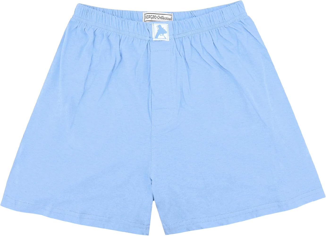 Biagio Mens Solid Baby Blue Color BOXER 100% Knit Cotton Shorts