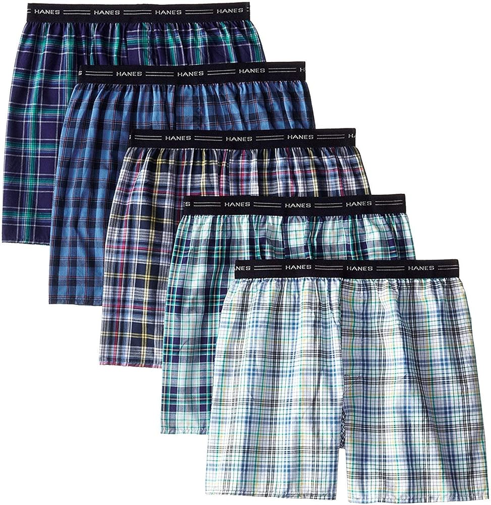Hanes Red Label Men's Woven Exposed Waistband Boxers (Fashion Plaid, XX-Large 44"-46" Waist)