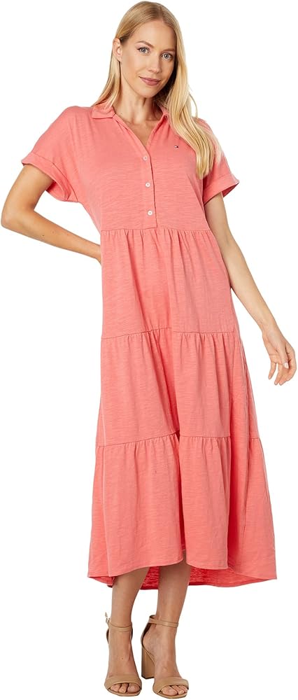 Tommy Hilfiger Women's Tiered Skirt Maxi Short Sleeve Casual