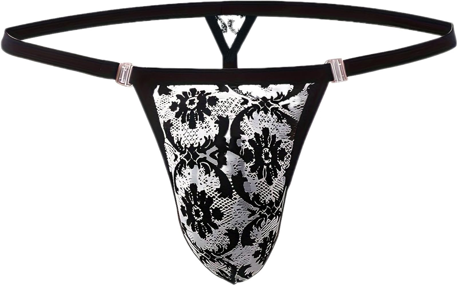 Men's Thongs Underwear Comfortable Sexy T-Back Low Rise Lace G-String Transparent