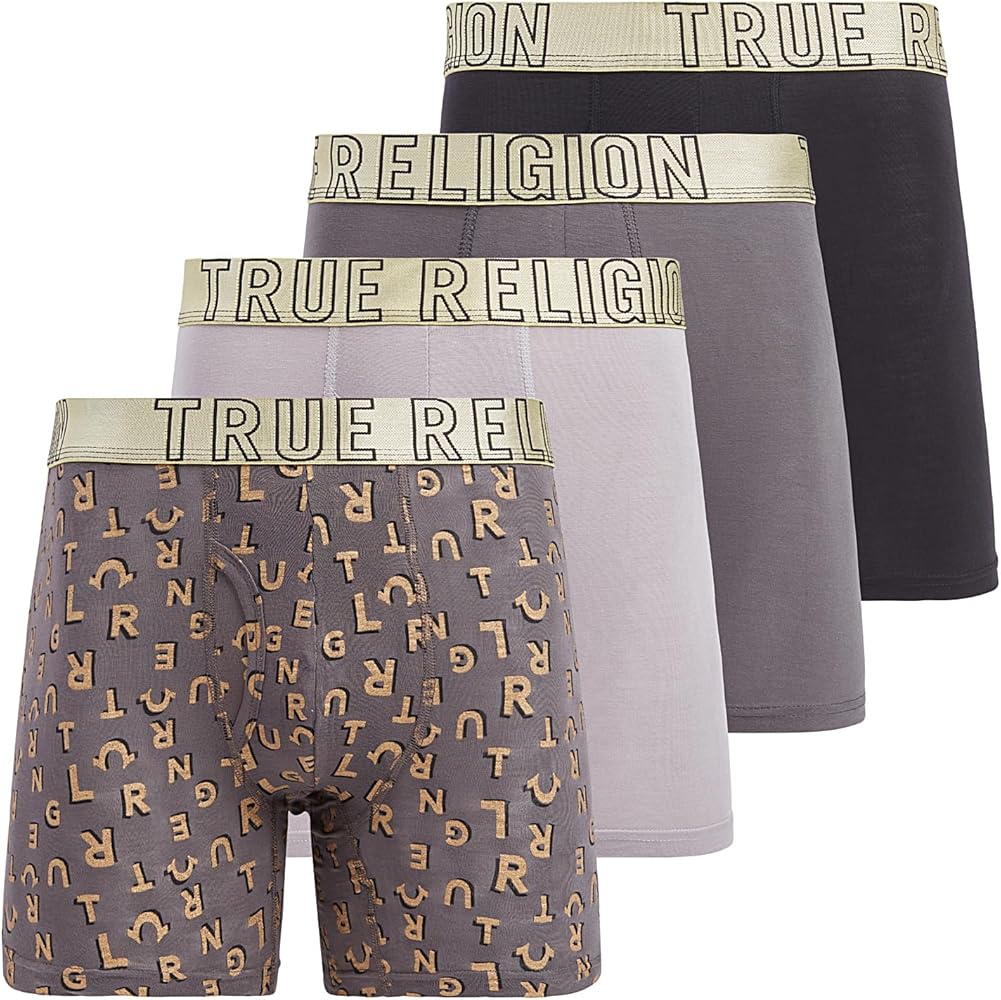 True Religion Mens Underwear Stretch Modal Boxer Briefs for Men Pack of 4
