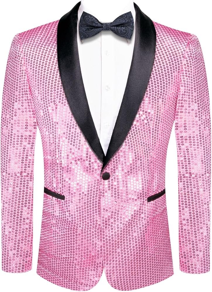 Hi-Tie Mens Casual Blazer One Button Business Suit Jacket