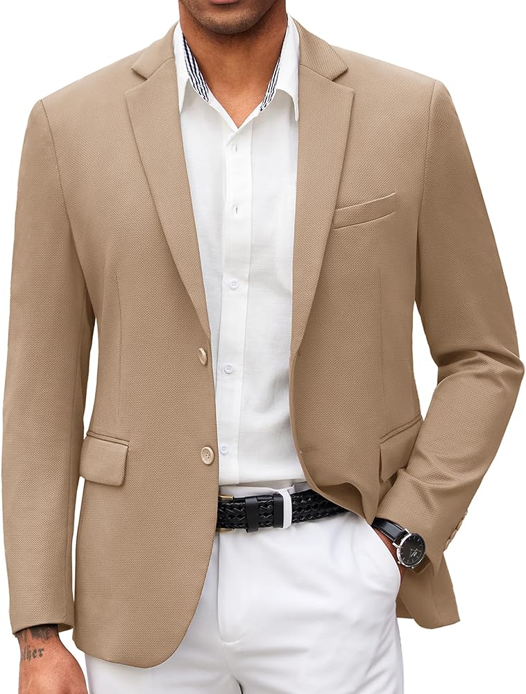 COOFANDY Mens Casual Blazer Slim Fit Suit Jacket Lightweight Knit Sport Coat Two Button Blazer Jacket