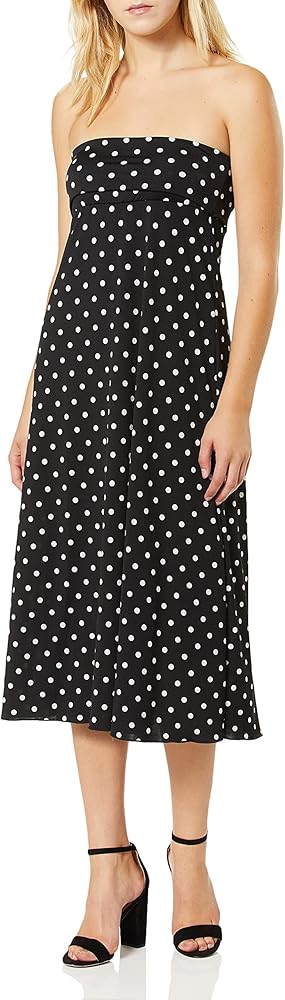 Star Vixen Women's Fold Over Waist Maxi Skirt, Black/White Dot, Medium