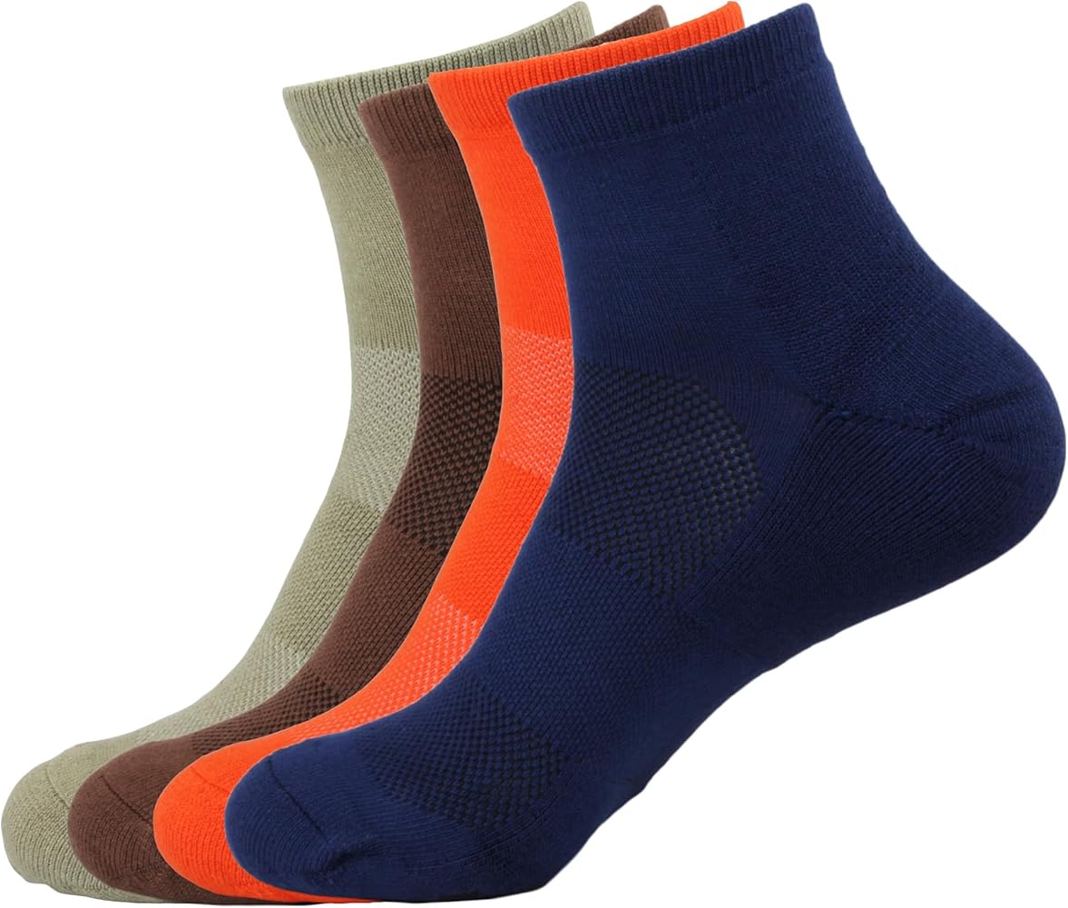 BambooMN Cushioned Men's/Women's Quarter Socks Made of Rayon from Bamboo to Wick Away Moisture - 4 Pairs - Unisex Sizing