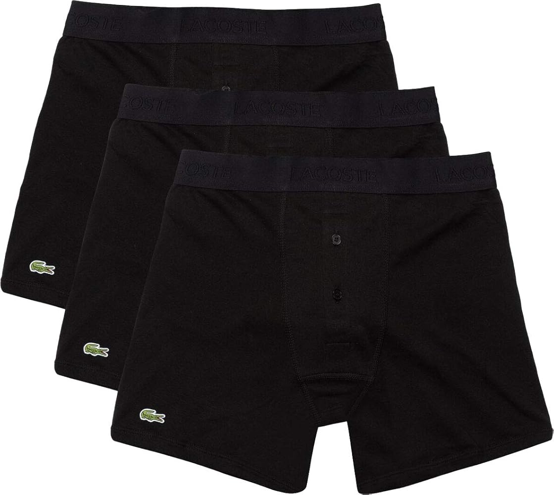 Lacoste Men's Essentials Classic 3 Pack 100% Cotton Boxer Briefs