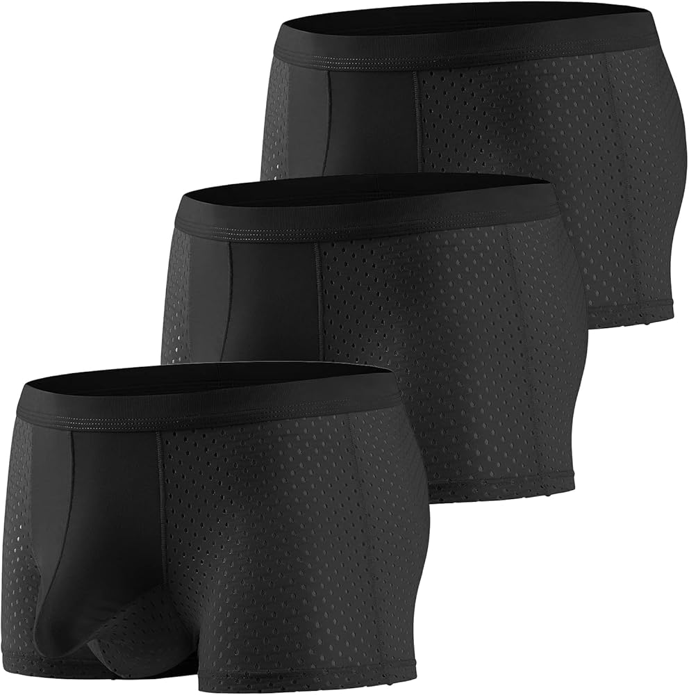 Evankin Men Mesh Ice Silk Underwear with Bulge Pouch Breathable Cool Boxer Briefs Ultra-thin panties