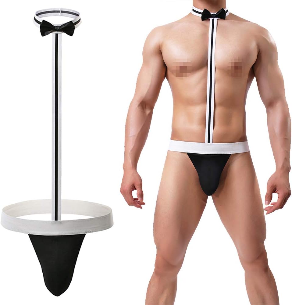 Sexy Mankini Briefs Suspender Swimsuit Swimwear Thong Underwear for Men Black, White