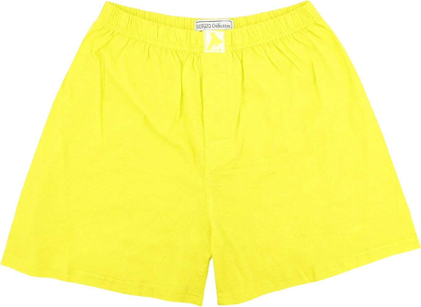 Biagio Mens Solid Golden Yellow Color BOXER 100% Knit Cotton Shorts