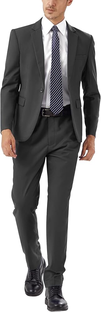 WEEN CHARM Men's Suits Slim Fit 2 Piece One Button Blazer Jacket Wedding Prom Tuxedo Pants Set