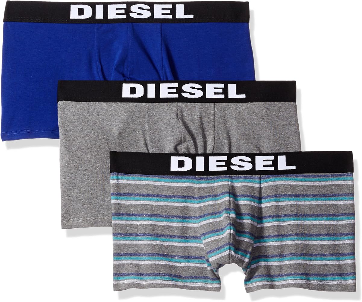 Diesel Men's 3-Pack Shawn Solid/Stripe Cotton Stretch Trunk