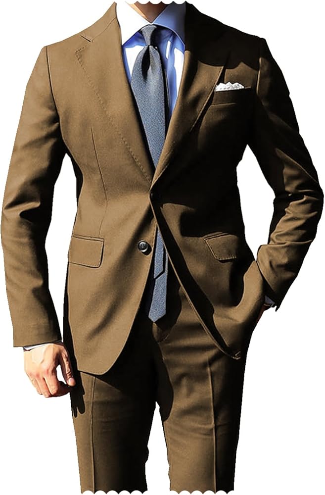 Men's Suit 2 Piece Slim Fit Classic Dress Suits Tuxedo Jacket Blazer & Pants Business Men Suit