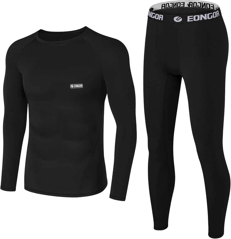 Men's Thermal Underwear Set Long Johns Set with Fleece Lined Skiing Winter Warm Base Layers for Cold Weather