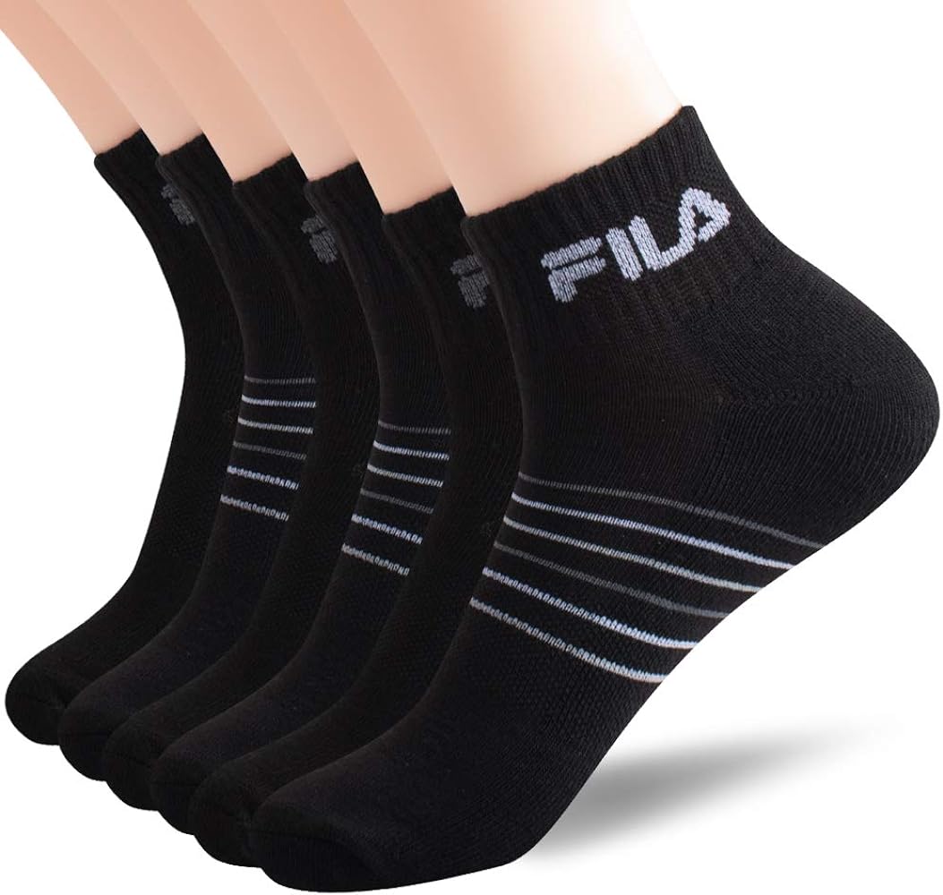 Fila Men's Striped Half Cushion Quarter Socks