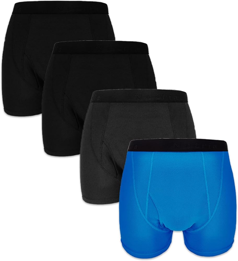 Nutria Mens Quick Dry Travel Underwear 4 Pack Mesh Breathable Hiking Boxer Briefs with Open Fly U01