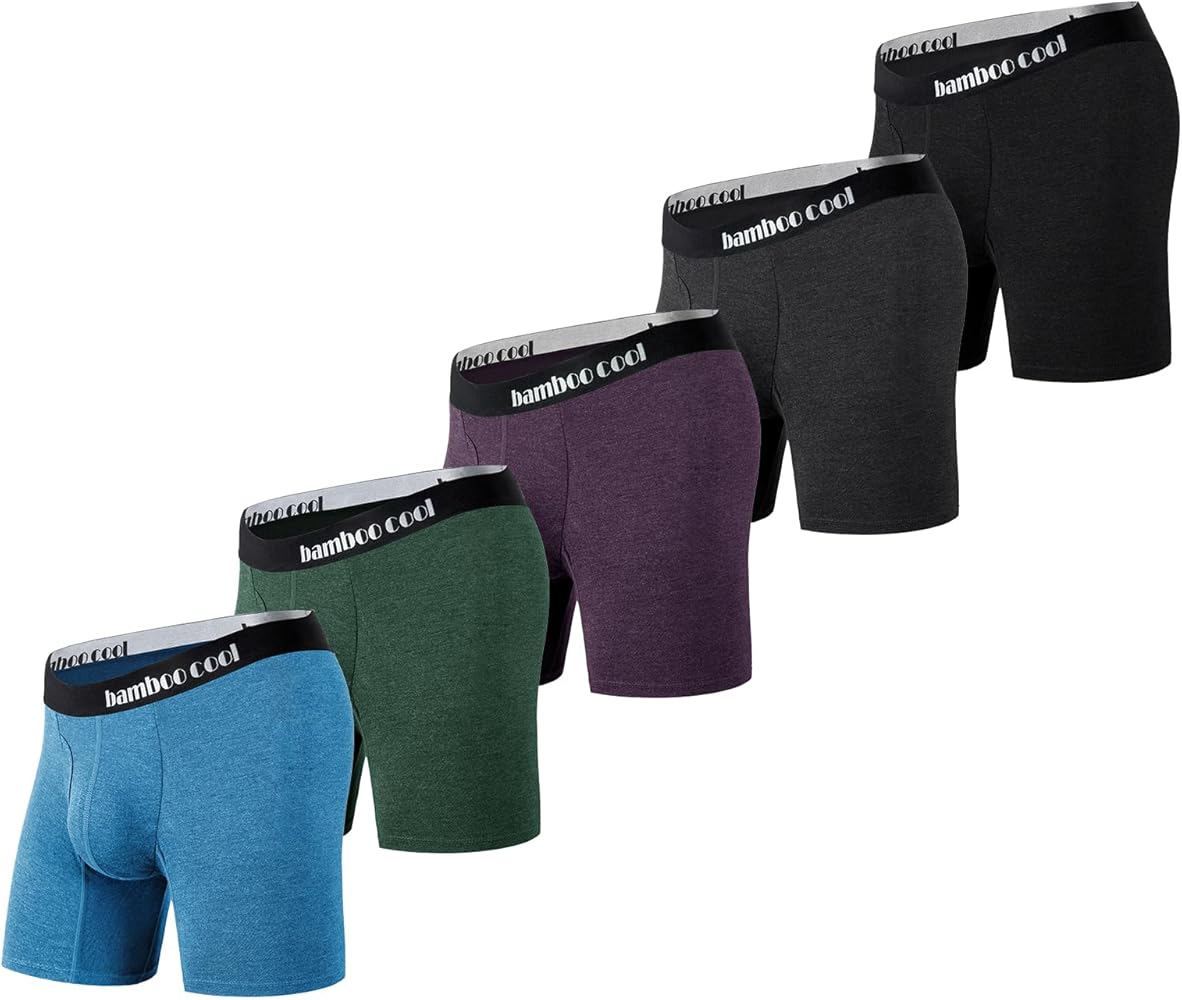 BAMBOO COOL Men’s Underwear Boxer Briefs with Fly Soft Comfortable Breathable Underwear for Men Multipack