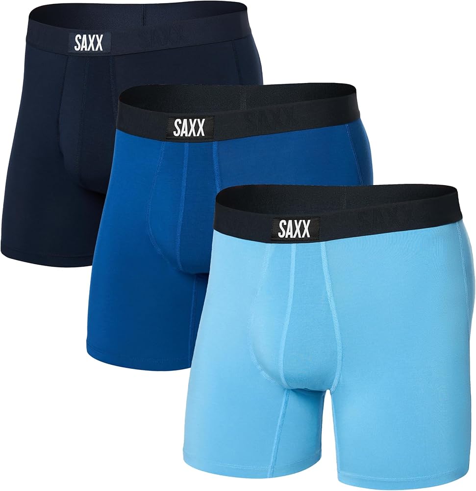 SAXX Underwear Co. Men's Vibe Super Soft Boxer Briefs with Built-In Pouch Support - 3 Pack